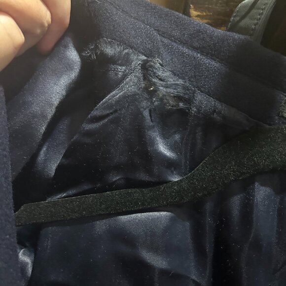 Brettons Men’s Full Length Wool Coat 42R Navy Blue Made in England Classic Vtg - Picture 8 of 8